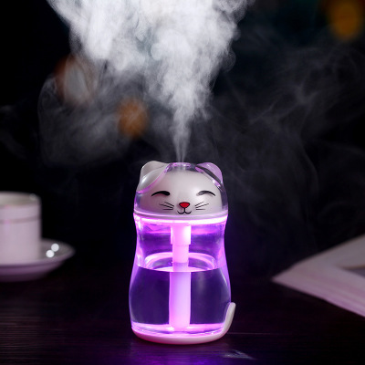 Fortune cat crystal LED dazzle colorful night light USB mute cleaning home office mist humidifier