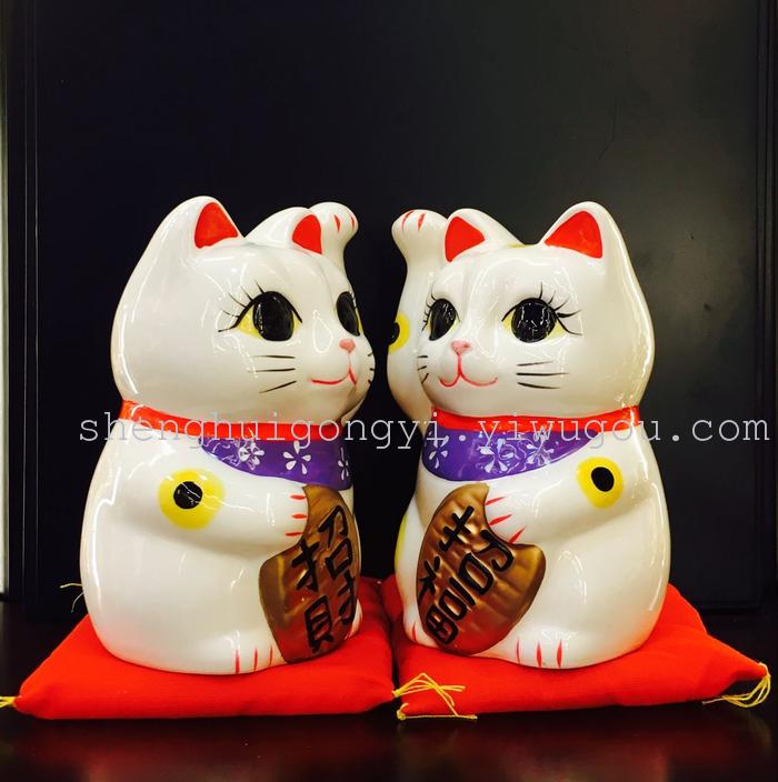 Ceramic cat Lucky Cat electric hand waving cat cat Feng Shui Fortune Cat ornaments business gifts