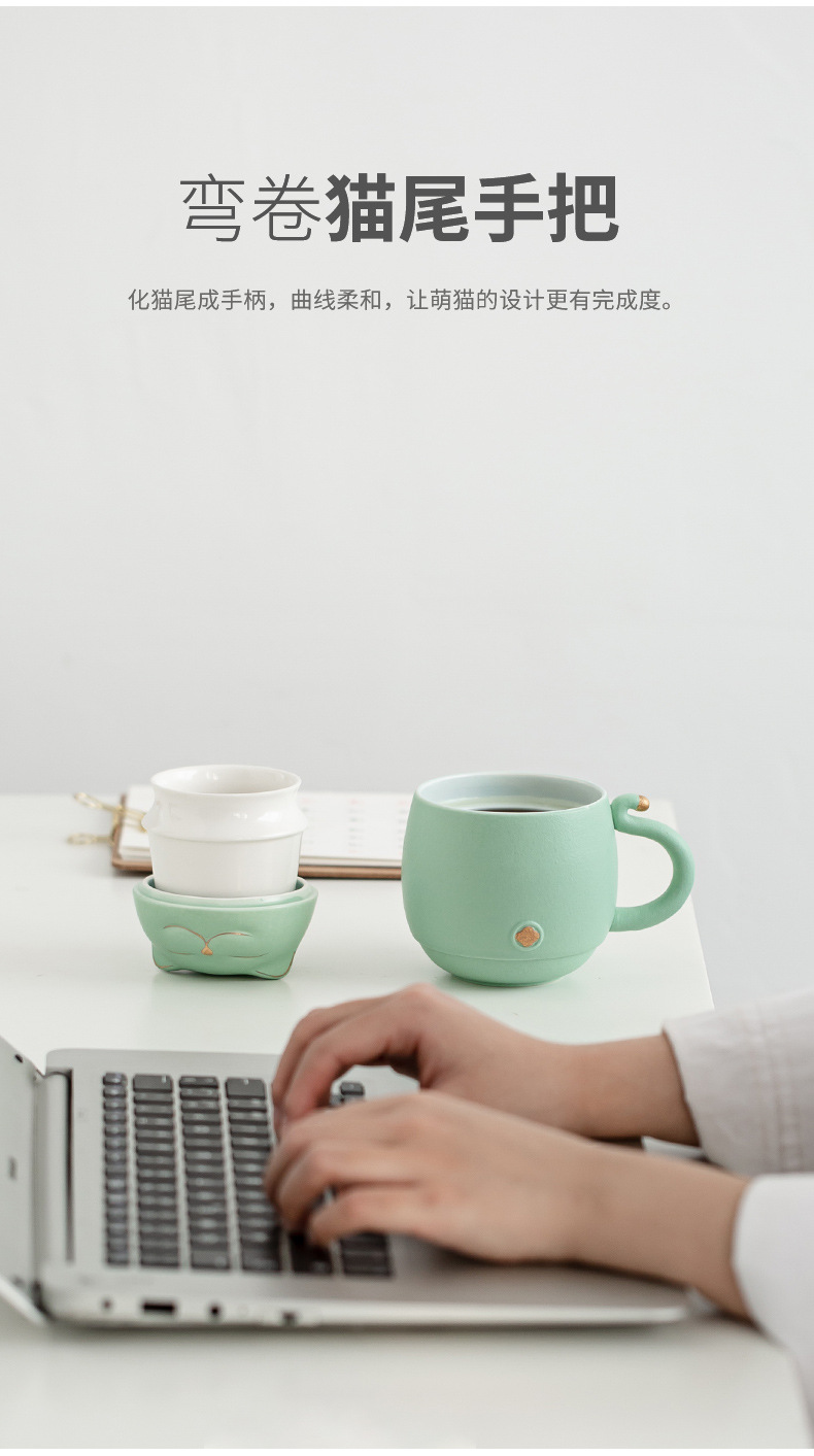 Creative Ceramic Fortune Cat Cup of Tea Water Filter Tea Separation Large Capacity Travel Cup Home Office Creative Ceramic Fortune Cat Cup of Tea Water Filter Tea Separation Large Capacity Travel Cup Home Office