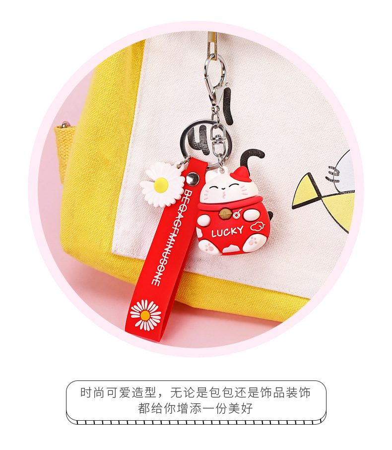 Lucky Fortune Cat Keychain Creative Three-Dimensional Cartoon Doll Cute Couple Automobile Hanging Ornament Crafts Wholesale Lucky Fortune Cat Keychain Creative Three-Dimensional Cartoon Doll Cute Couple Automobile Hanging Ornament Crafts Wholesale