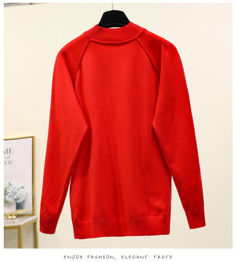 2022 Spring Festival Festive Red Sweater Women's Fashion Couple Wear Fortune Cat Pullover Long Sleeve Bottoming Sweater