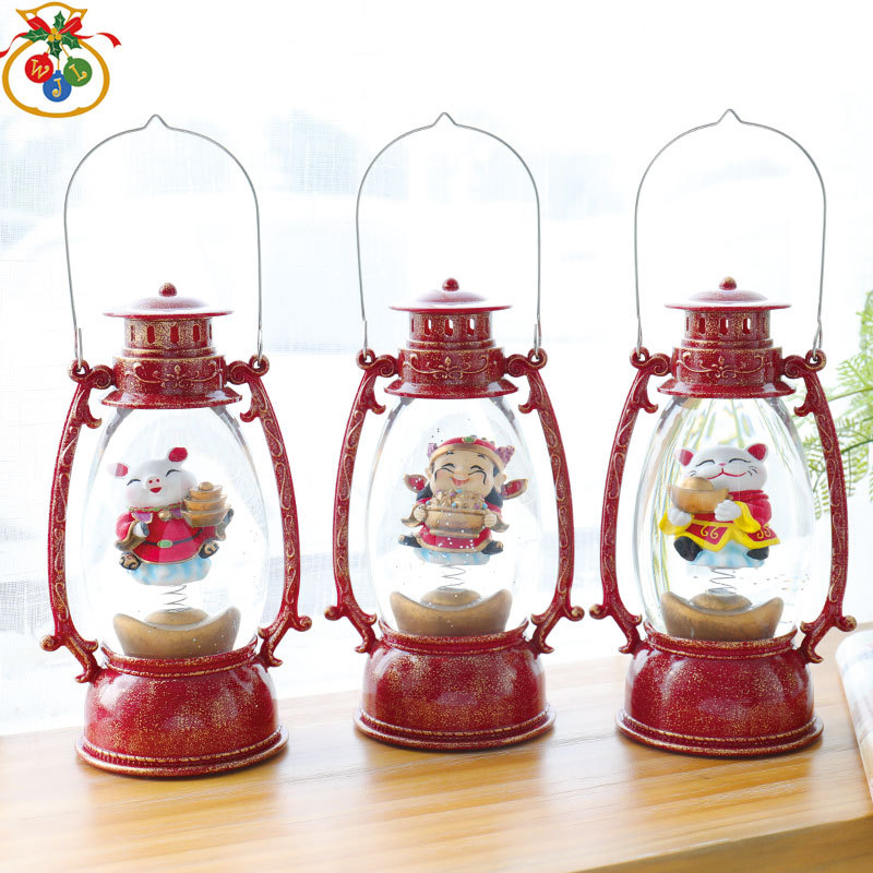 WJL-018 Lucky Storm Lantern TikTok Storm Lantern Ambience Light Led Small Night Lamp New Year Gift Pig Year Fortune God Lucky Cat