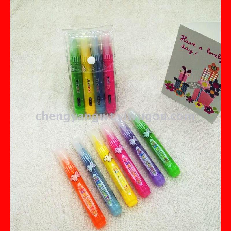 Arrow 6218 Fluorescent pen 4 PVC bag Marking list dividing data highlighter