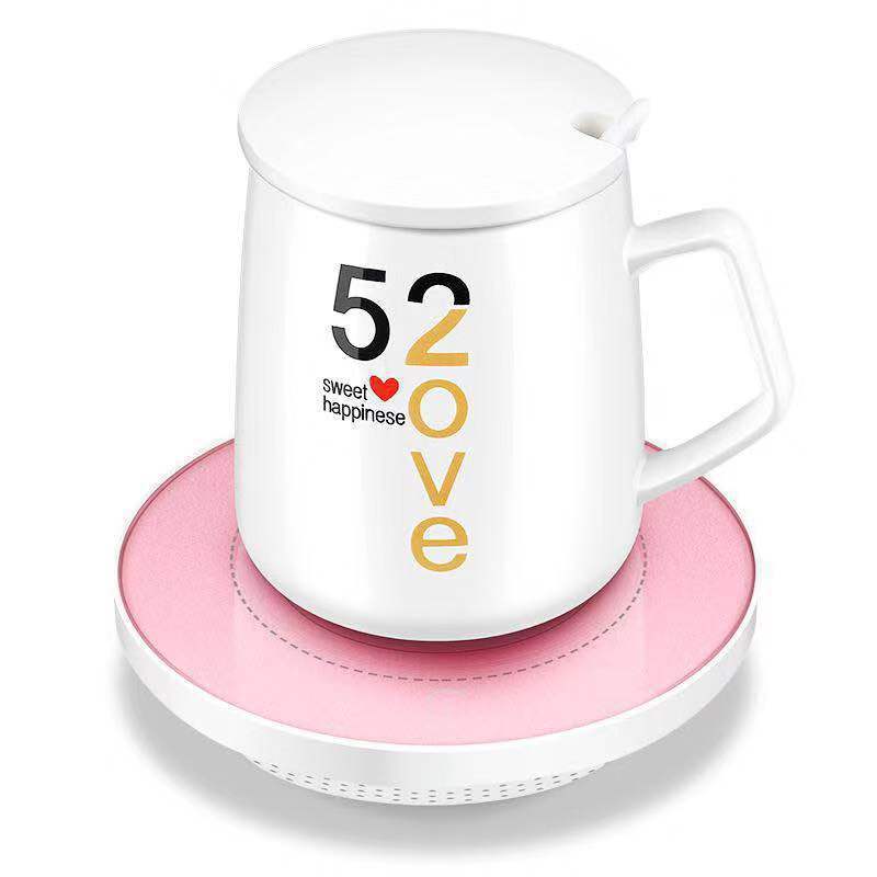 Warm Cup Heating Coaster Hot Milk Heater 55 Degrees Creative Gift Ceramic Insulated Mug Customized Logo