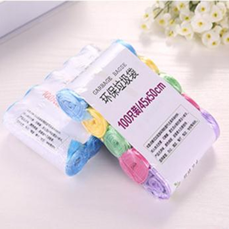 Five Rolls Plain Top Type Garbage Bag Thickened Household Solid Disposable Spots Breaking Kitchen Plastic Bag for Dormitory