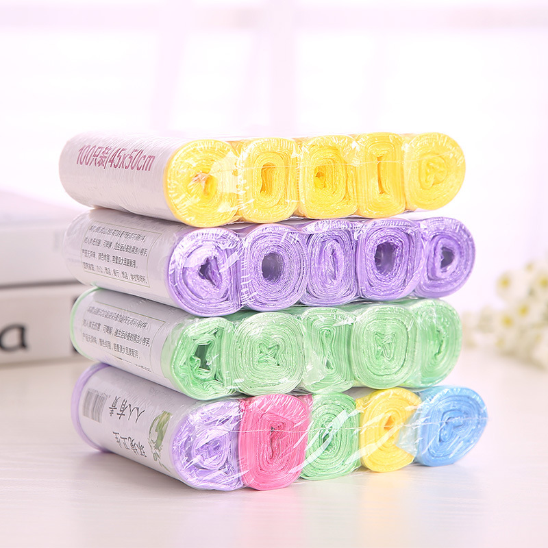 Five Rolls Plain Top Type Garbage Bag Thickened Household Solid Disposable Spots Breaking Kitchen Plastic Bag for Dormitory