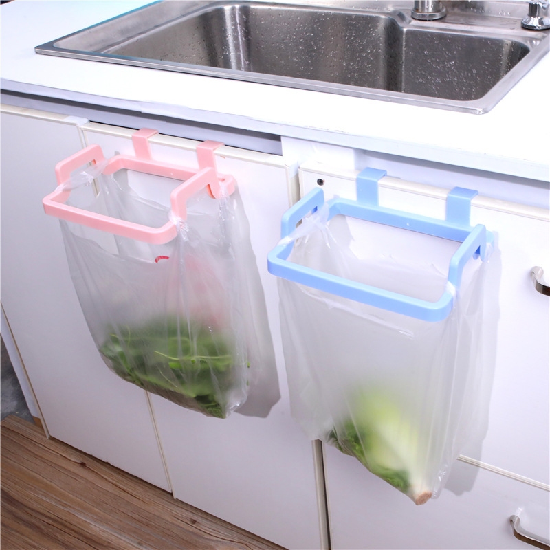 Kitchen Door Behind Type Portable Garbage Bag Bracket Home Cabinet Doors Rear Rag Rack Trash Can Rack