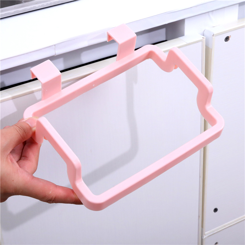 Kitchen Door Behind Type Portable Garbage Bag Bracket Home Cabinet Doors Rear Rag Rack Trash Can Rack