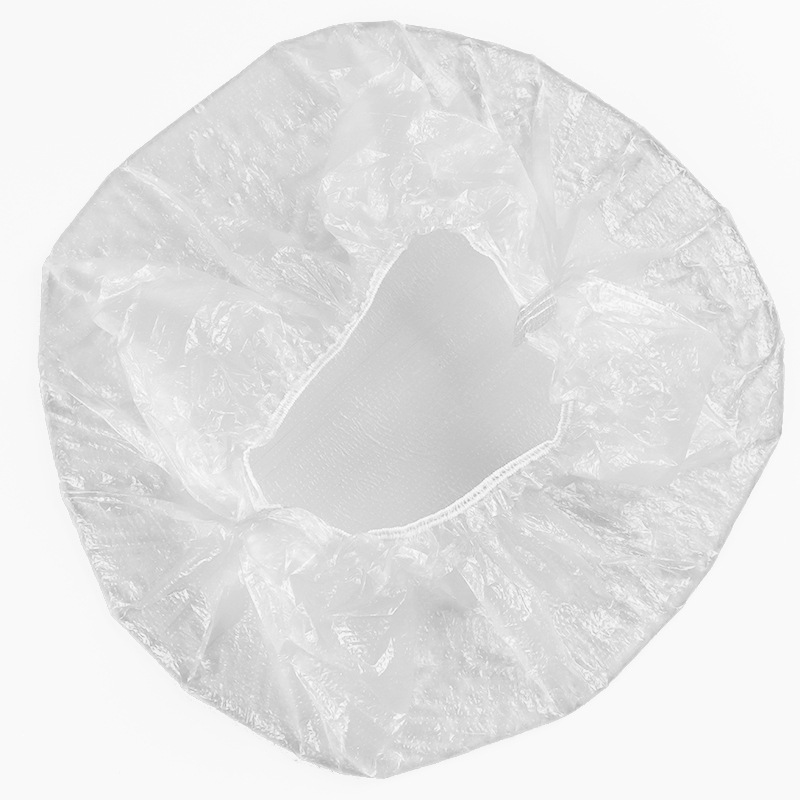 Disposable Shower Cap 100 PCs Plastic Waterproof Headgear Transparent Hotel Hair Dyeing Strip Shower Cap PE Plastic Wrap Cover