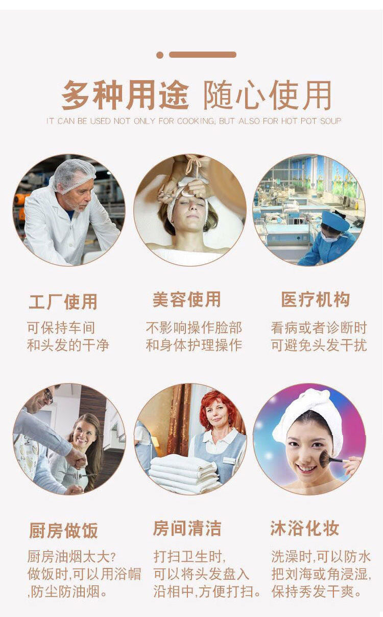 Disposable Shower Cap 100 PCs Plastic Waterproof Headgear Transparent Hotel Hair Dyeing Strip Shower Cap PE Plastic Wrap Cover