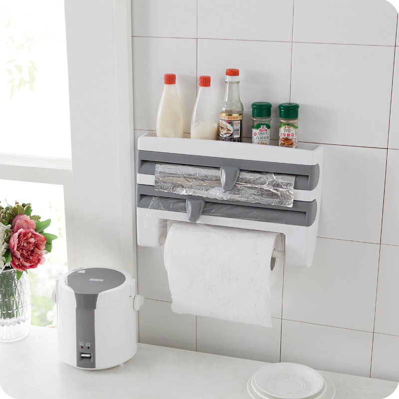 Plastic Wrap Storage Rack with Cutter Aluminum Foil Barbecue Paper Storage Rack Tissue Rack Towel Storage Storage Rack