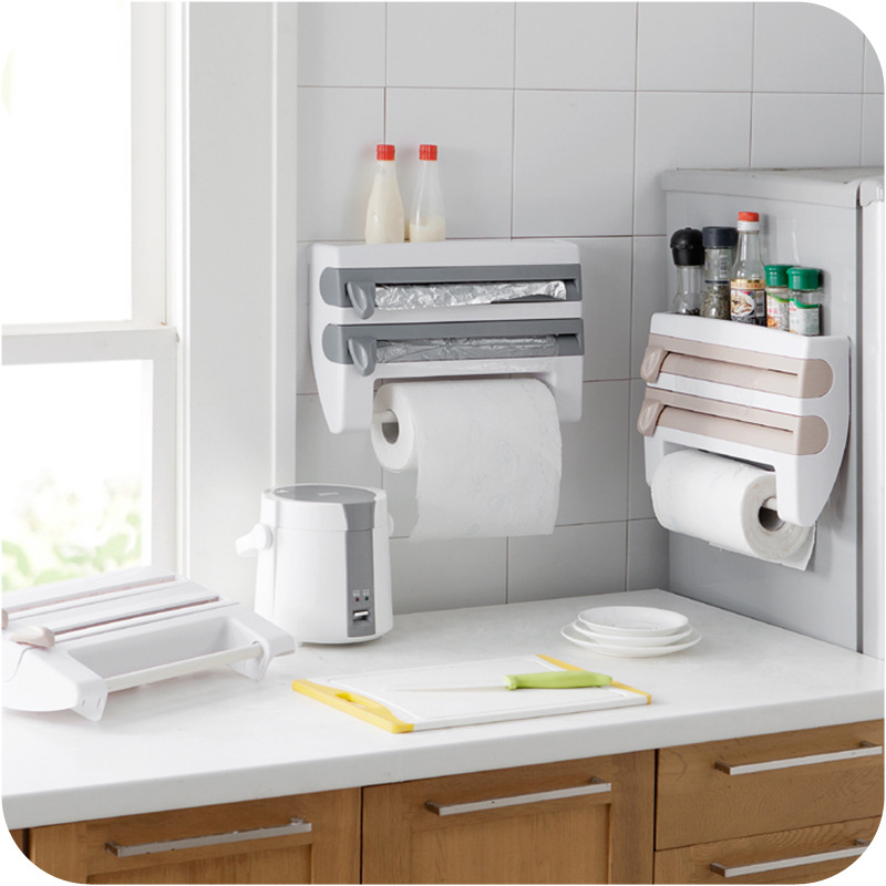 Plastic Wrap Storage Rack with Cutter Aluminum Foil Barbecue Paper Storage Rack Tissue Rack Towel Storage Storage Rack