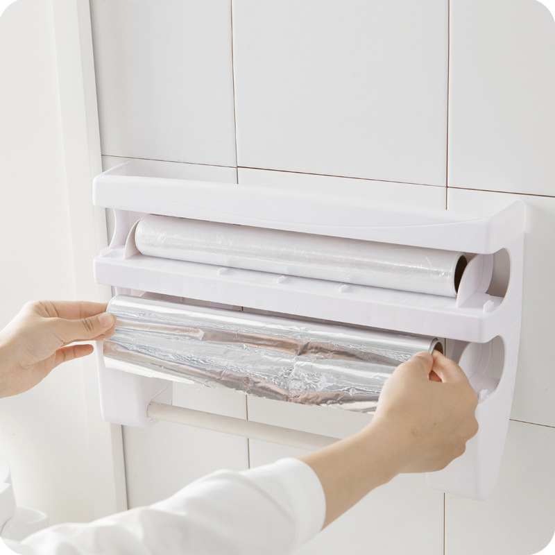 Plastic Wrap Storage Rack with Cutter Aluminum Foil Barbecue Paper Storage Rack Tissue Rack Towel Storage Storage Rack