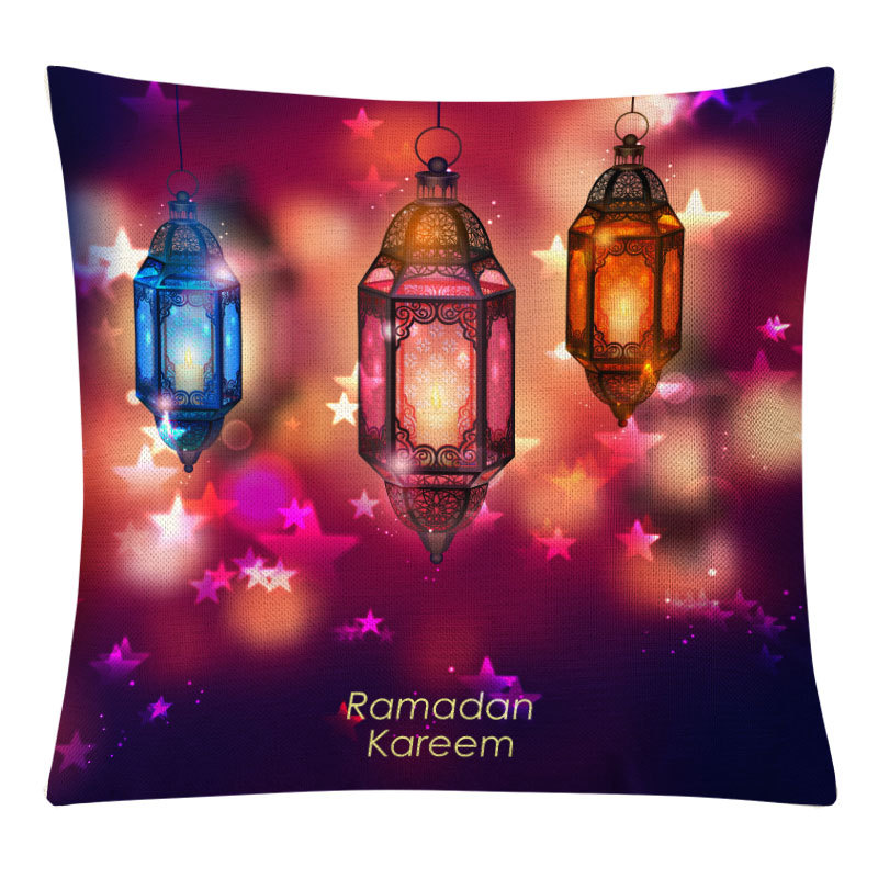 Muslim Pillow Cover Simple Ramadan Eid Al-Fitr Dark Blue Moon Starlight Digital Printed Pillowcase Pillow Cover