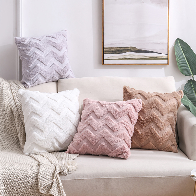 Cross-Border Amazon Plush Pillow Ins Nordic Double-Sided Plush Home Sofa Cushion Cover Office Cushion Cover