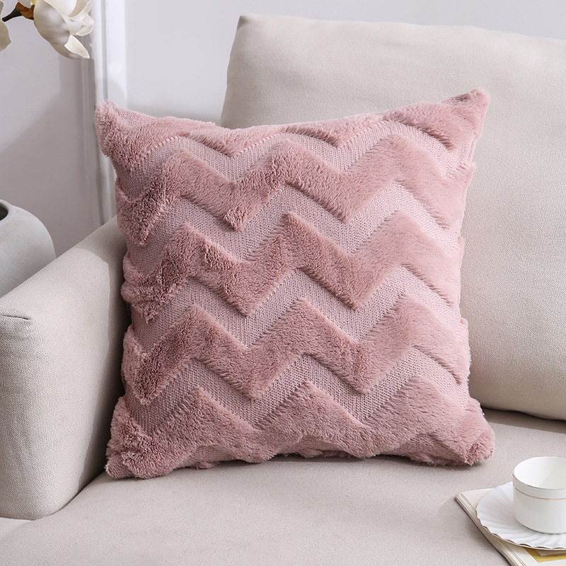 Cross-Border Amazon Plush Pillow Ins Nordic Double-Sided Plush Home Sofa Cushion Cover Office Cushion Cover