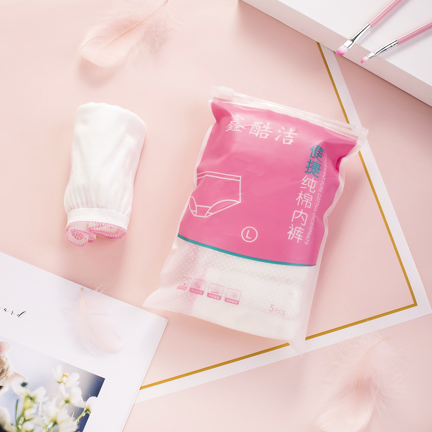 5-Pack Disposable Underwear Pure Cotton Women&#039;s Briefs Pregnant Women&#039;s Underpants Travel Portable Underwear Manufacturer