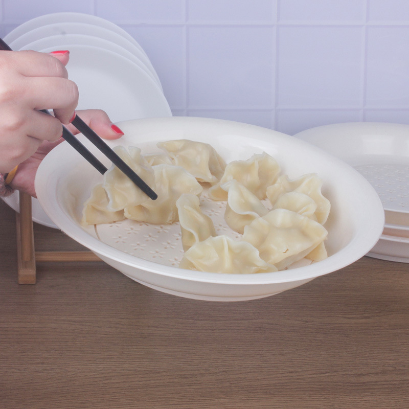 Double-Layer Dumpling Plate round Draining Tray European-Style Household Vegetable Plate Compartment Living Room Fruit Plate Double Grid Kung Fu Tea Tray