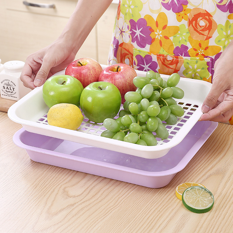 Rectangular asphalt tray plastic double-layer Fruit Bowl kitchen asphalt tray cup tray wholesale