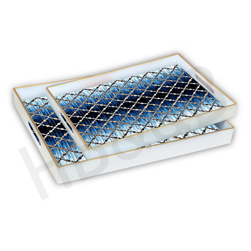 European Luxury American Light Luxury Metal Tea Tray Tray Household Tea Cup Storage Glass Mirror Christmas Oblique Tray