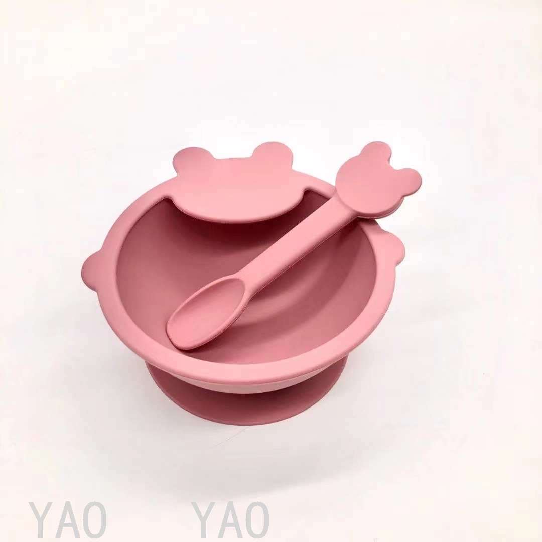 Babies' Tableware Set Silicone Children's Tray Bowl Spoon Bib Baby Eat Training Complementary Food Feeding Gift Babies' Tableware Set Silicone Children's Tray Bowl Spoon Bib Baby Eat Training Complementary Food Feeding Gift