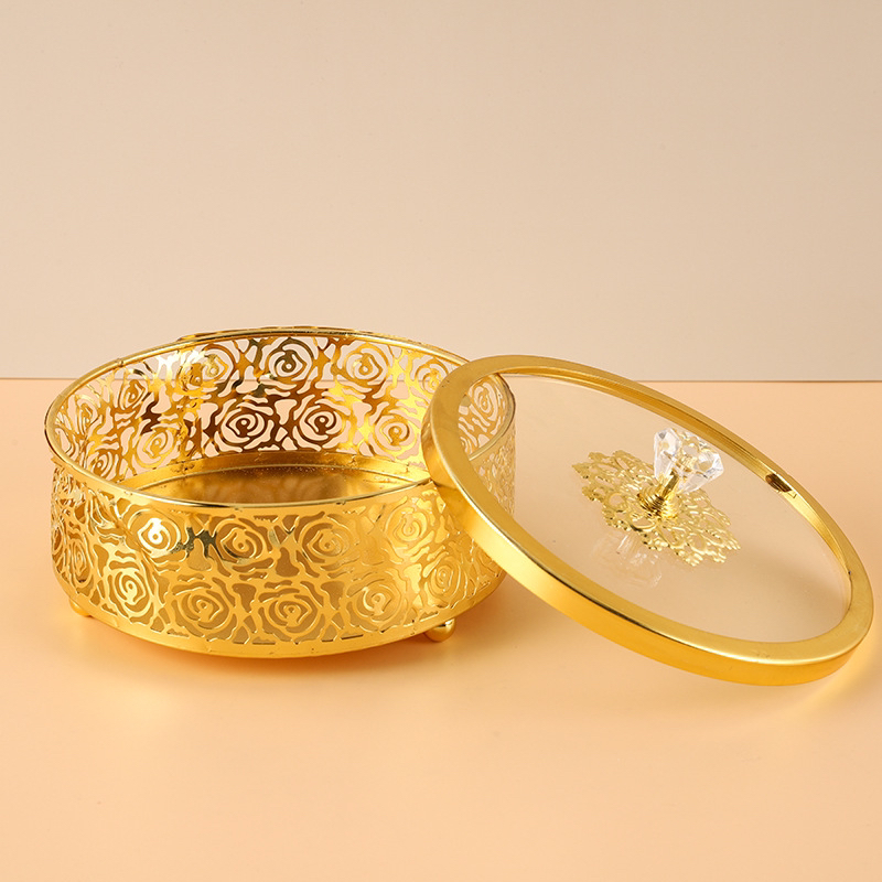 Glass Color Printing Tray Metal Tray Single-Sided Light Iron Mirror Tray Tray Entry Luxury Home Ornaments