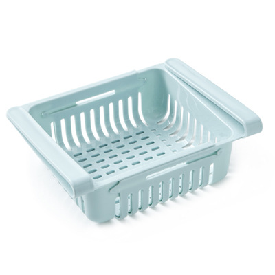 Douyin refrigerator free Retractable basket tray Blue Retractable Hanging basket Pul-out basket finishing frame layout