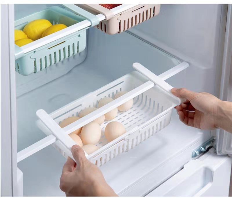 Douyin refrigerator free Retractable basket tray Blue Retractable Hanging basket Pul-out basket finishing frame layout Douyin refrigerator free Retractable basket tray Blue Retractable Hanging basket Pul-out basket finishing frame layout