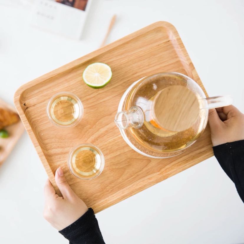 Japanese real wood series rubber wood tray kung fu tea set fruit tray