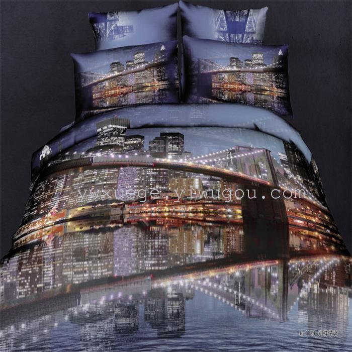 Cotton four set twill reactive printing 3D four sets of 100% cotton bedding set of four snow pigeon textile exports Cotton four set twill reactive printing 3D four sets of 100% cotton bedding set of four snow pigeon textile exports