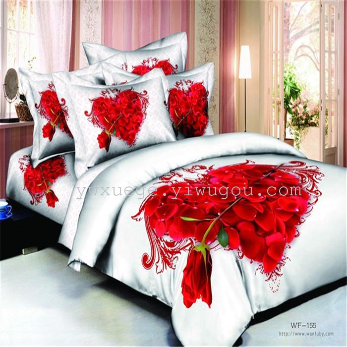 Cotton four set twill reactive printing 3D four sets of 100% cotton bedding set of four snow pigeon textile exports Cotton four set twill reactive printing 3D four sets of 100% cotton bedding set of four snow pigeon textile exports