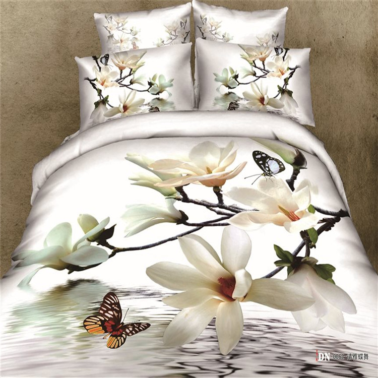 Cotton four set twill reactive printing 3D four sets of 100% cotton bedding set of four snow pigeon textile exports