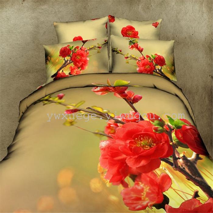 Cotton four set twill reactive printing 3D four sets of 100% cotton bedding set of four snow pigeon textile exports Cotton four set twill reactive printing 3D four sets of 100% cotton bedding set of four snow pigeon textile exports