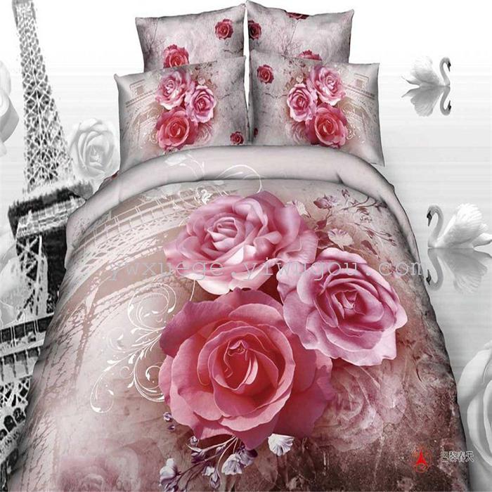 Cotton four set twill reactive printing 3D four sets of 100% cotton bedding set of four snow pigeon textile exports Cotton four set twill reactive printing 3D four sets of 100% cotton bedding set of four snow pigeon textile exports
