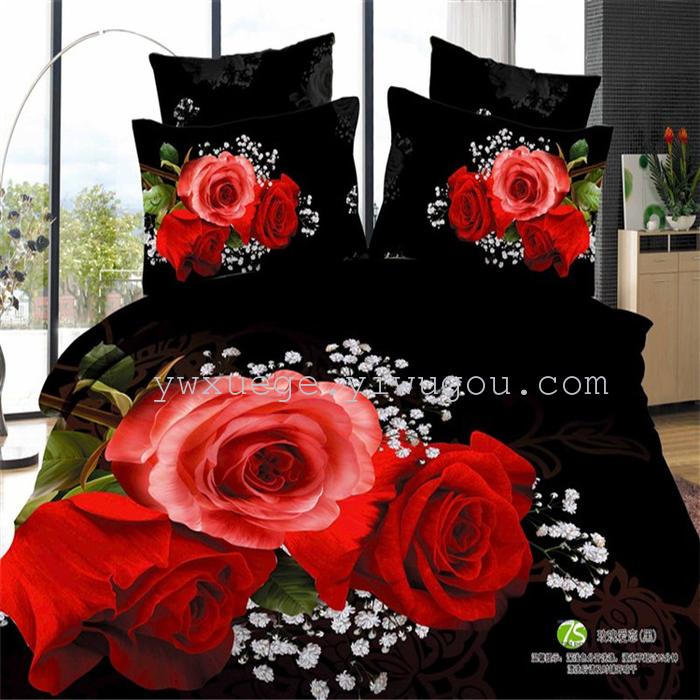 Cotton four set twill reactive printing 3D four sets of 100% cotton bedding set of four snow pigeon textile exports Cotton four set twill reactive printing 3D four sets of 100% cotton bedding set of four snow pigeon textile exports