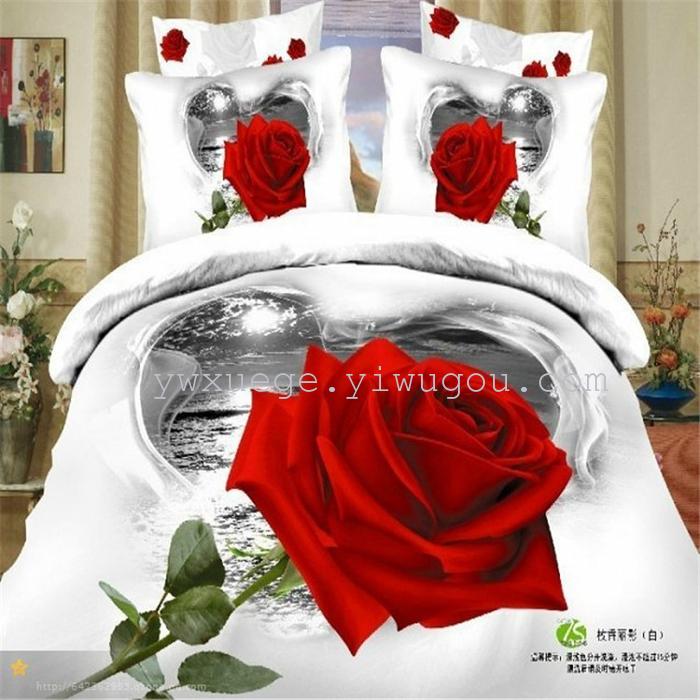 Cotton four set twill reactive printing 3D four sets of 100% cotton bedding set of four snow pigeon textile exports Cotton four set twill reactive printing 3D four sets of 100% cotton bedding set of four snow pigeon textile exports