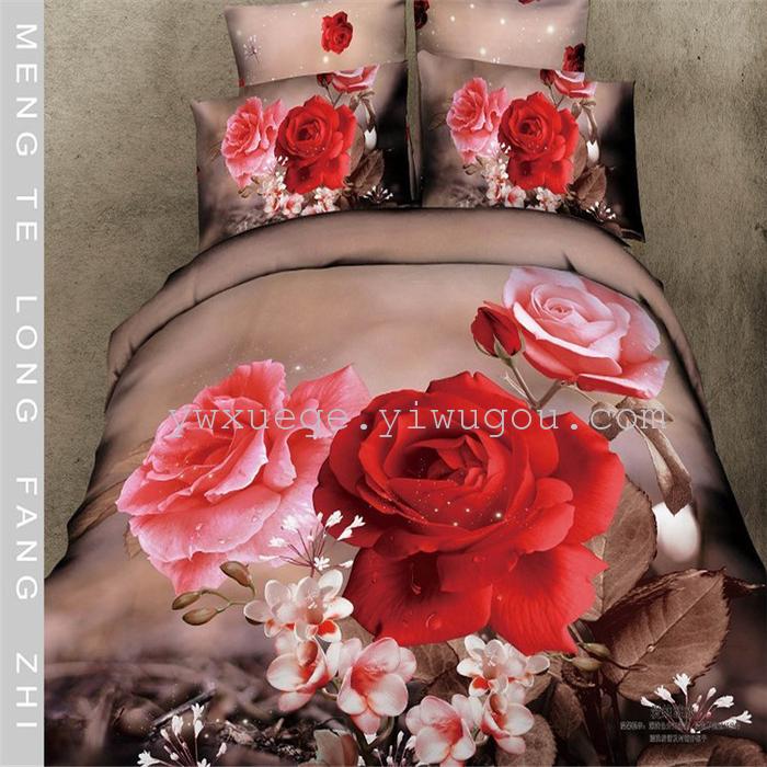Cotton four set twill reactive printing 3D four sets of 100% cotton bedding set of four snow pigeon textile exports Cotton four set twill reactive printing 3D four sets of 100% cotton bedding set of four snow pigeon textile exports