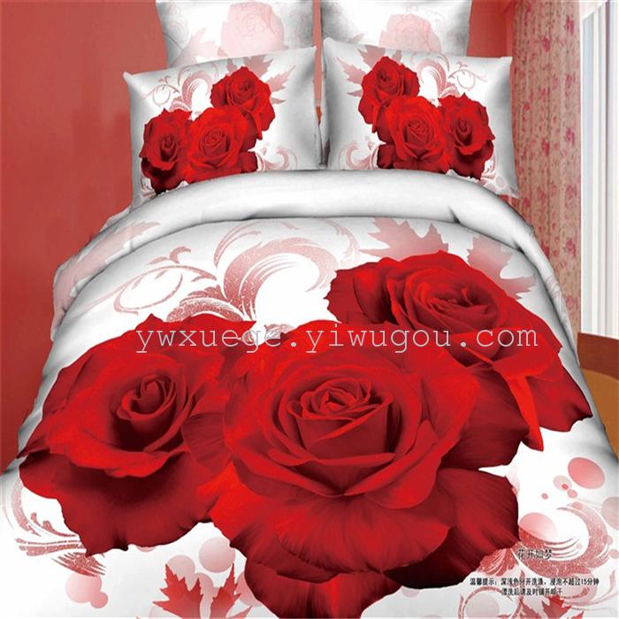 Cotton four set twill reactive printing 3D four sets of 100% cotton bedding set of four snow pigeon textile exports Cotton four set twill reactive printing 3D four sets of 100% cotton bedding set of four snow pigeon textile exports