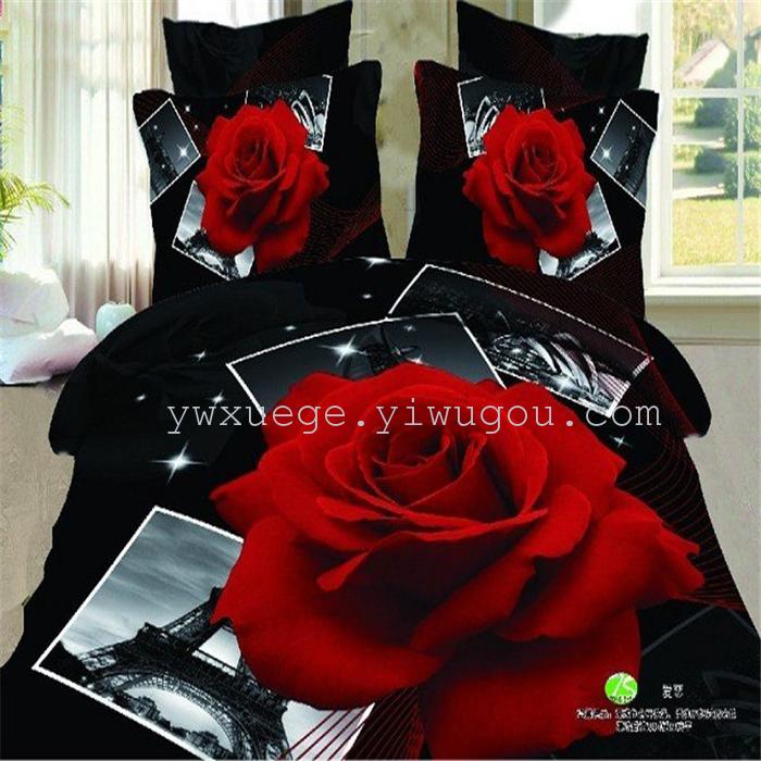 Cotton four set twill reactive printing 3D four sets of 100% cotton bedding set of four snow pigeon textile exports Cotton four set twill reactive printing 3D four sets of 100% cotton bedding set of four snow pigeon textile exports