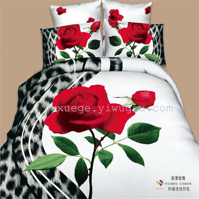 Cotton four set twill reactive printing 3D four sets of 100% cotton bedding set of four snow pigeon textile exports Cotton four set twill reactive printing 3D four sets of 100% cotton bedding set of four snow pigeon textile exports