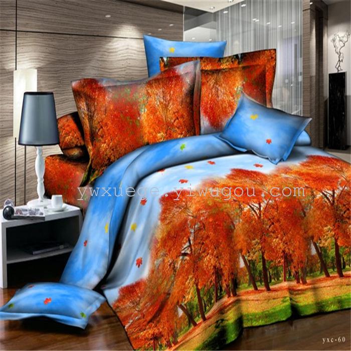 Cotton four set twill reactive printing 3D four sets of 100% cotton bedding set of four snow pigeon textile exports Cotton four set twill reactive printing 3D four sets of 100% cotton bedding set of four snow pigeon textile exports