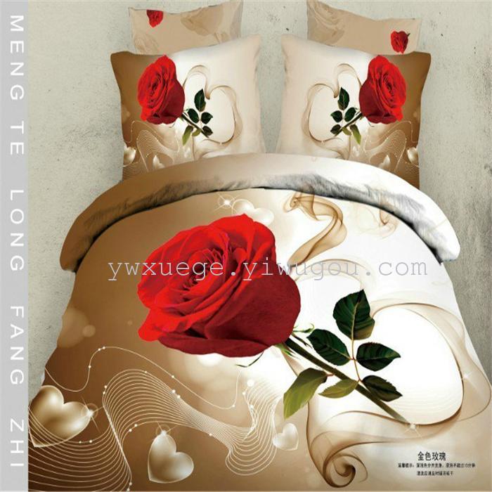 Cotton four set twill reactive printing 3D four sets of 100% cotton bedding set of four snow pigeon textile exports Cotton four set twill reactive printing 3D four sets of 100% cotton bedding set of four snow pigeon textile exports