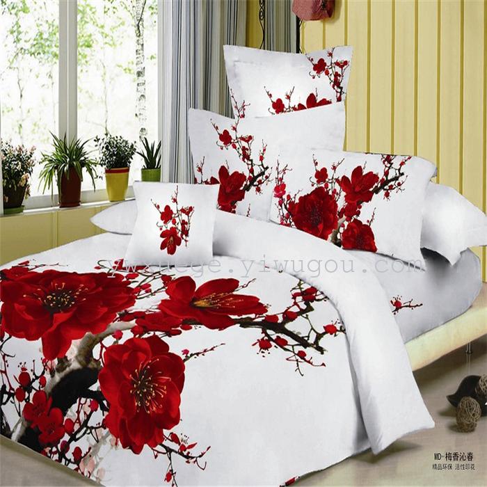 Cotton four set twill reactive printing 3D four sets of 100% cotton bedding set of four snow pigeon textile exports Cotton four set twill reactive printing 3D four sets of 100% cotton bedding set of four snow pigeon textile exports