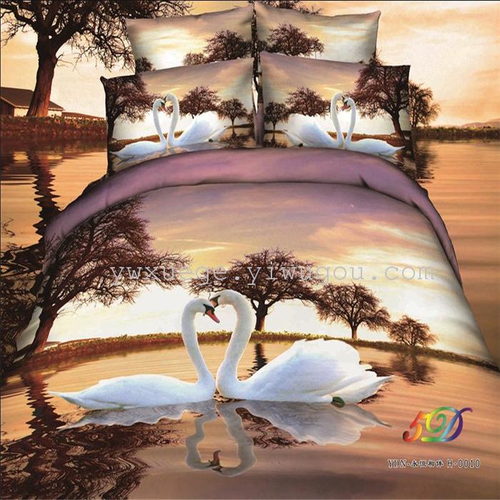 Cotton four set twill reactive printing 3D four sets of 100% cotton bedding set of four snow pigeon textile exports Cotton four set twill reactive printing 3D four sets of 100% cotton bedding set of four snow pigeon textile exports