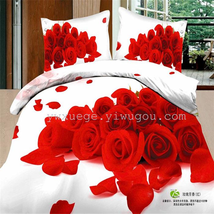 Cotton four set twill reactive printing 3D four sets of 100% cotton bedding set of four snow pigeon textile exports Cotton four set twill reactive printing 3D four sets of 100% cotton bedding set of four snow pigeon textile exports