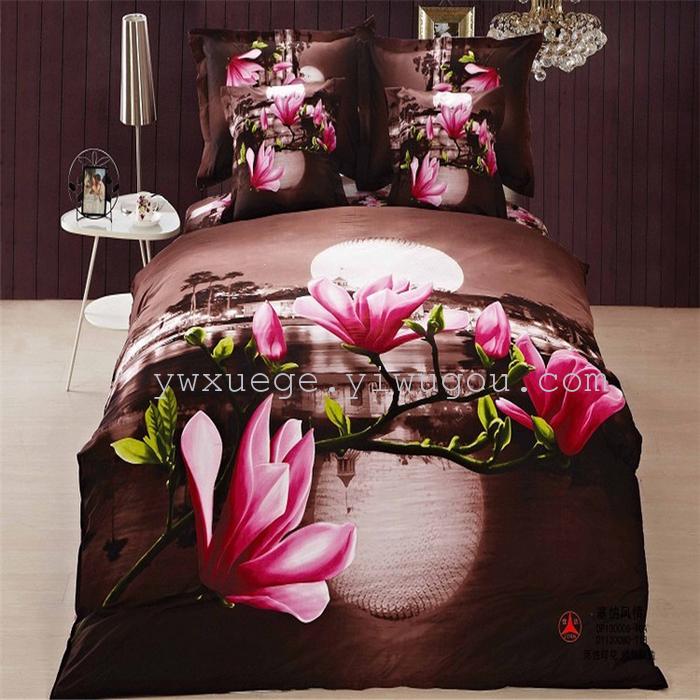 Cotton four set twill reactive printing 3D four sets of 100% cotton bedding set of four snow pigeon textile exports Cotton four set twill reactive printing 3D four sets of 100% cotton bedding set of four snow pigeon textile exports