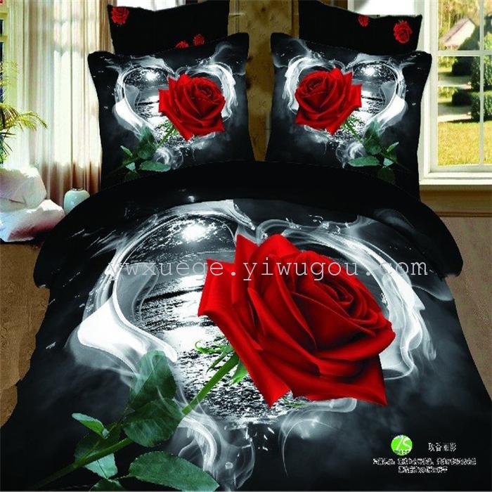 Cotton four set twill reactive printing 3D four sets of 100% cotton bedding set of four snow pigeon textile exports Cotton four set twill reactive printing 3D four sets of 100% cotton bedding set of four snow pigeon textile exports
