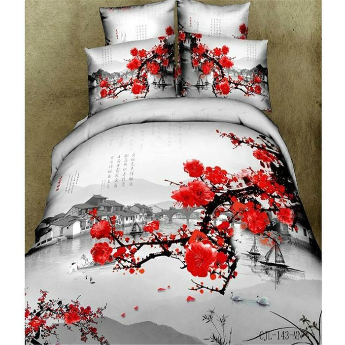 Cotton four set twill reactive printing 3D four sets of 100% cotton bedding set of four snow pigeon textile exports Cotton four set twill reactive printing 3D four sets of 100% cotton bedding set of four snow pigeon textile exports