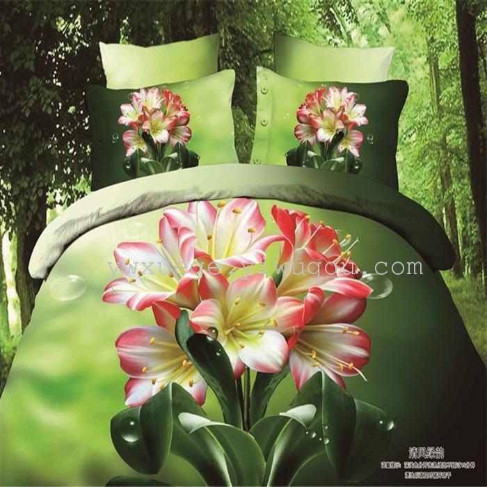 Cotton four set twill reactive printing 3D four sets of 100% cotton bedding set of four snow pigeon textile exports Cotton four set twill reactive printing 3D four sets of 100% cotton bedding set of four snow pigeon textile exports
