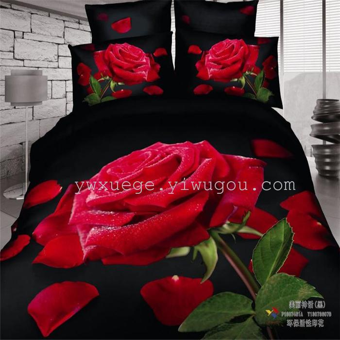 Cotton four set twill reactive printing 3D four sets of 100% cotton bedding set of four snow pigeon textile exports Cotton four set twill reactive printing 3D four sets of 100% cotton bedding set of four snow pigeon textile exports